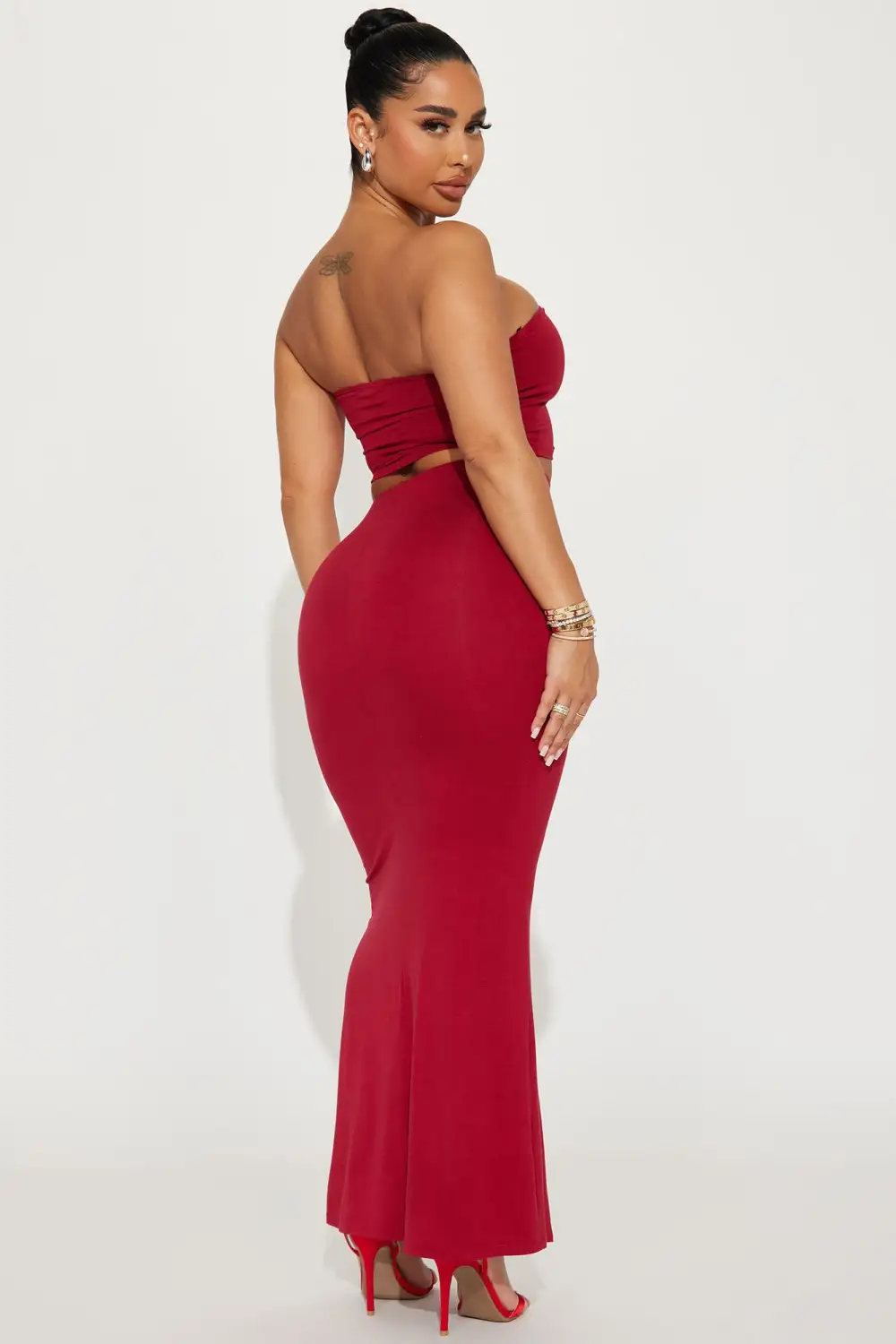 La Vie En Rose Skirt Set - Red