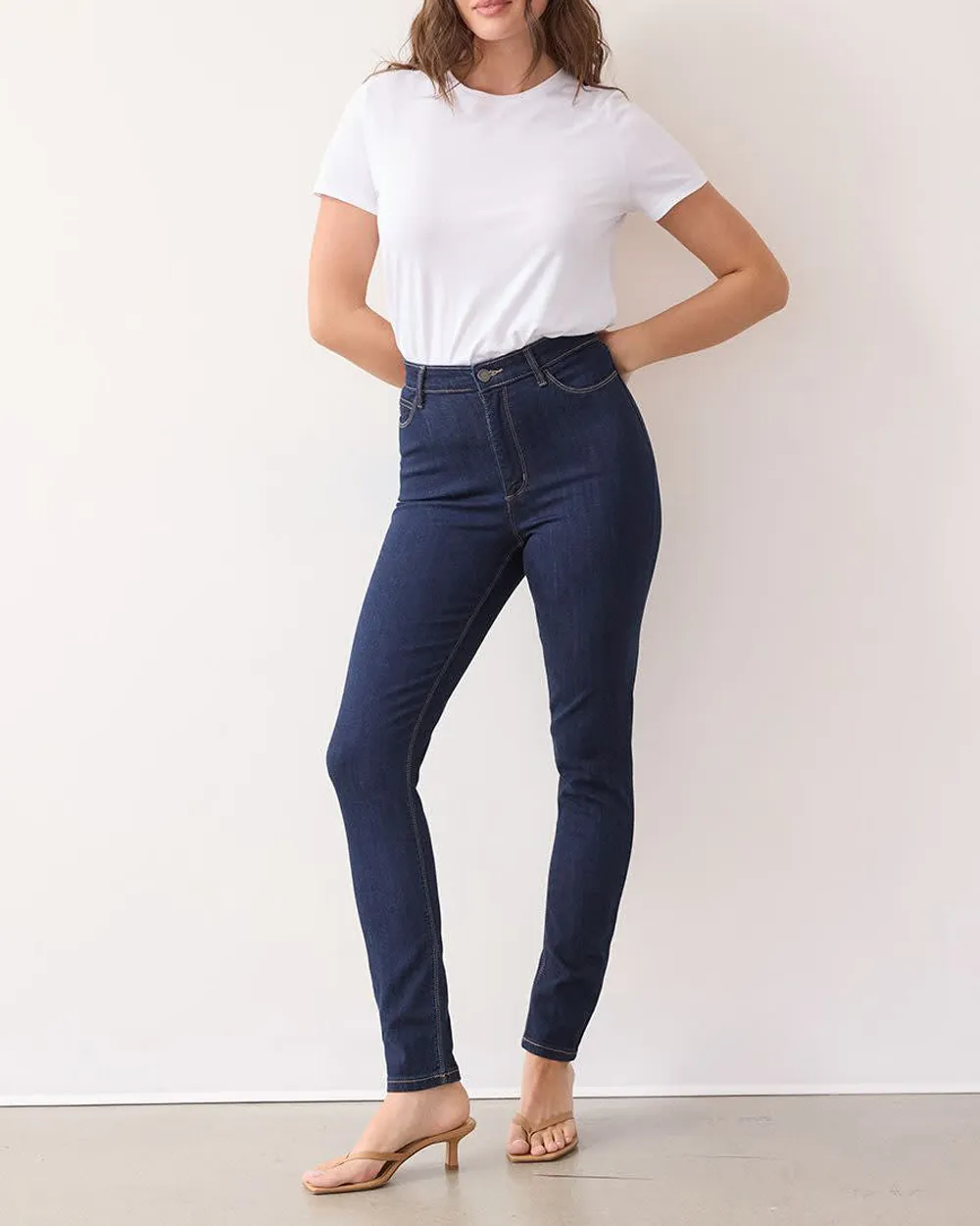 Medium Denim Skinny-Leg High-Rise Jean
