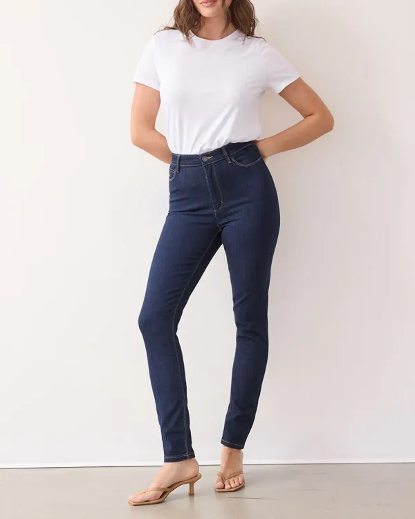 Medium Denim Skinny-Leg High-Rise Jean