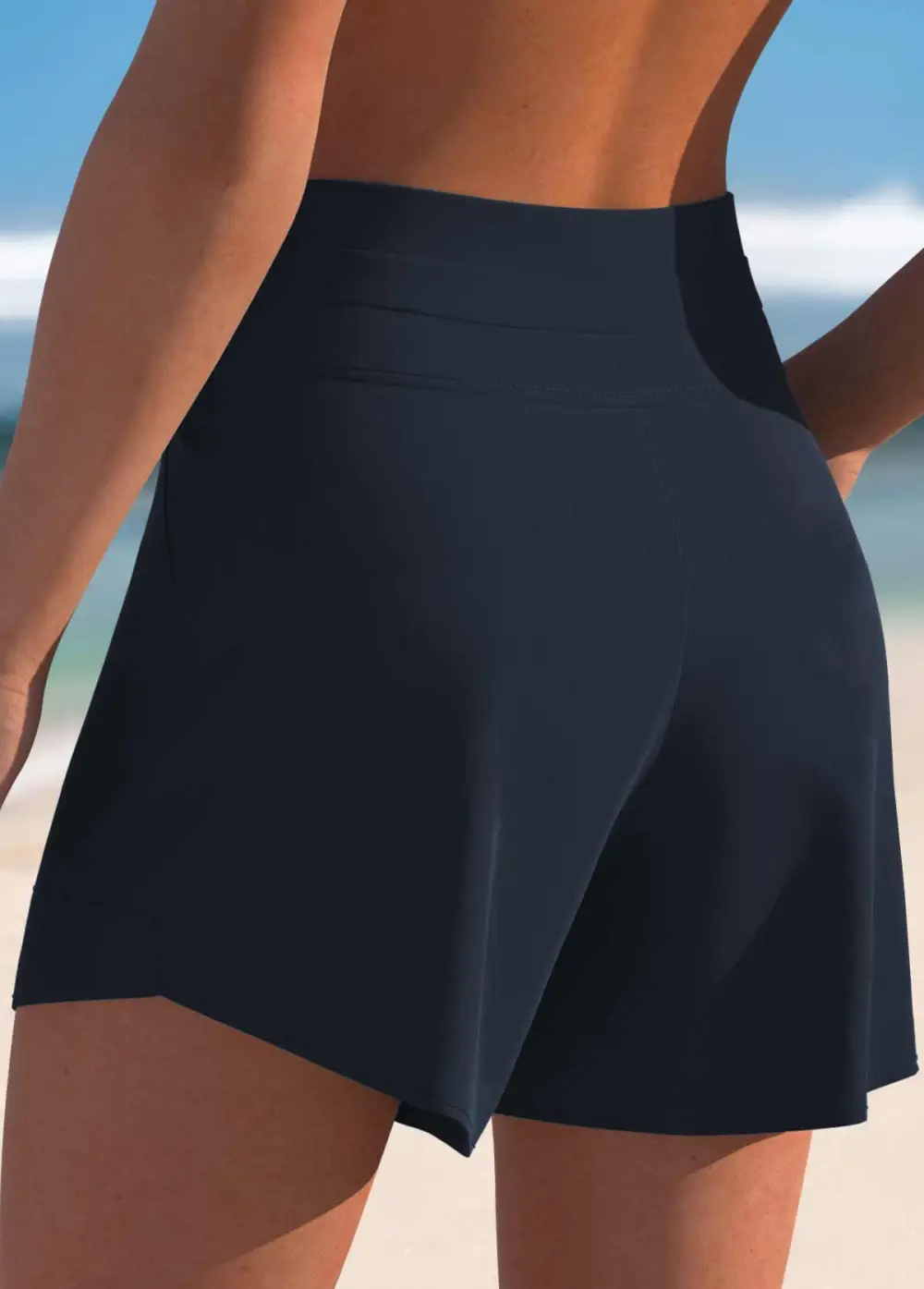 Mid Waisted Black Color Swim Shorts