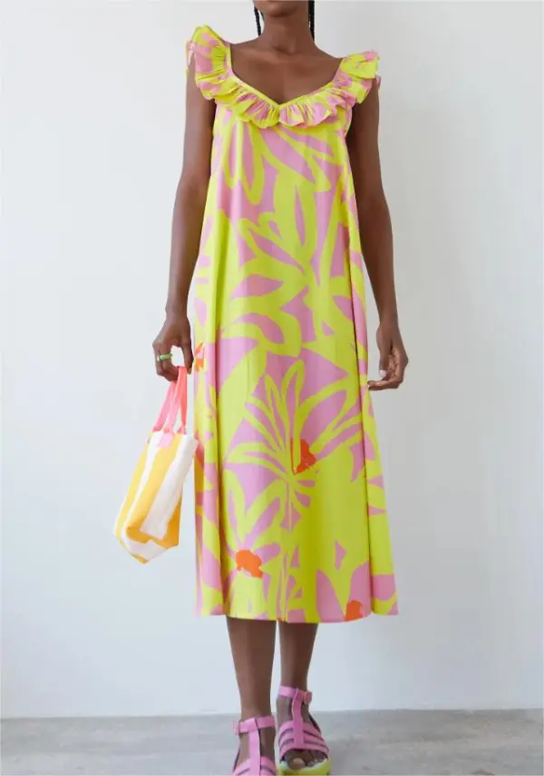 YELLOW FLORAL PARRA DRESS