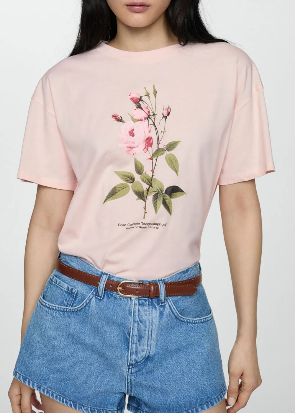 Printed cotton-blend t-shirt