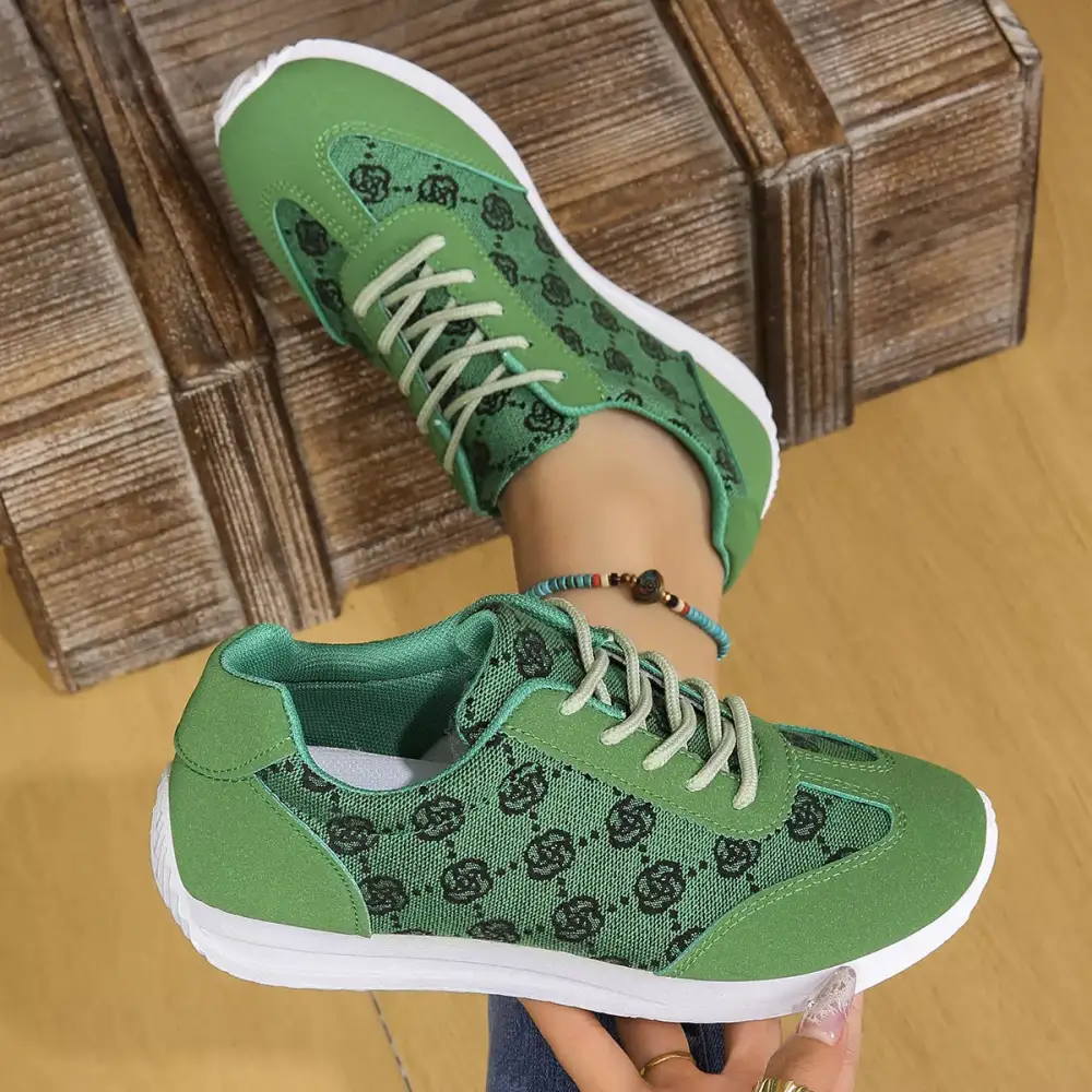 Floral Patterned Lace-Up Sneakers