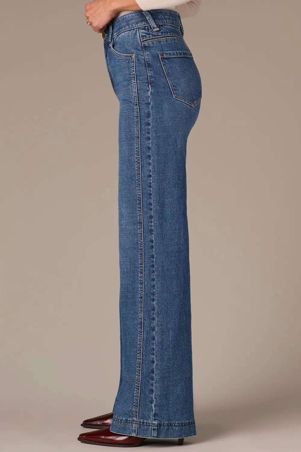 Petite Side Seam Wide Leg Jeans