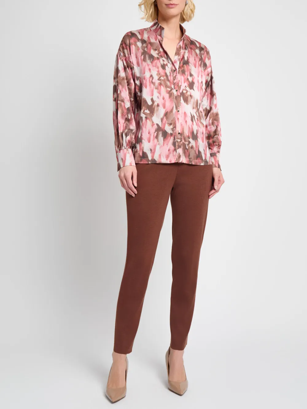 Stand Up Collar Printed Shirt