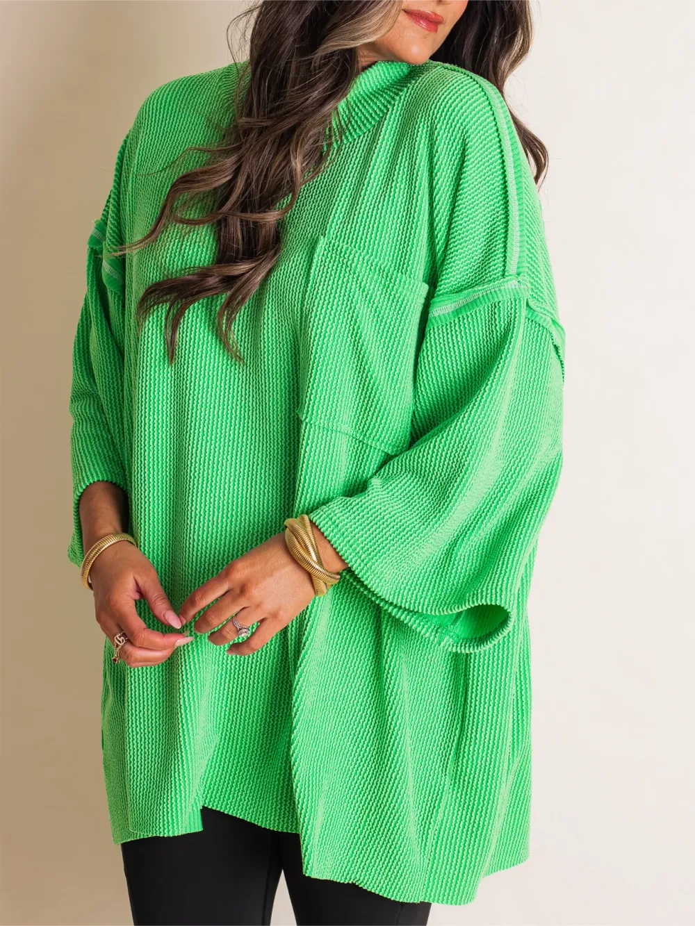 Oversize High Neck Urban Ribbed Tunic (Buy 2 Free Shipping)