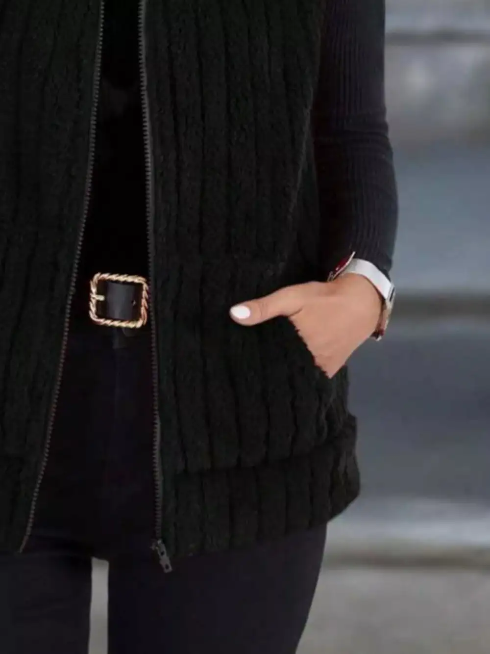 Full Size Fleece Zip-Up Vest