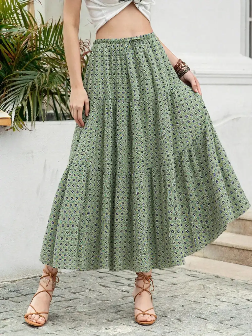 Tiered Boho Maxi Skirt