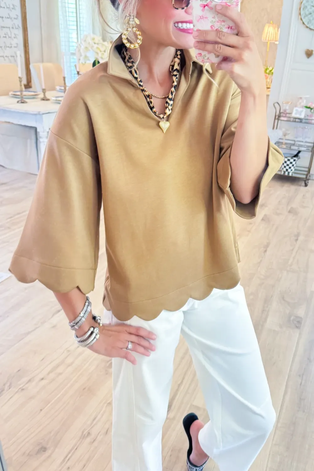 Scallop Edge Knit Top