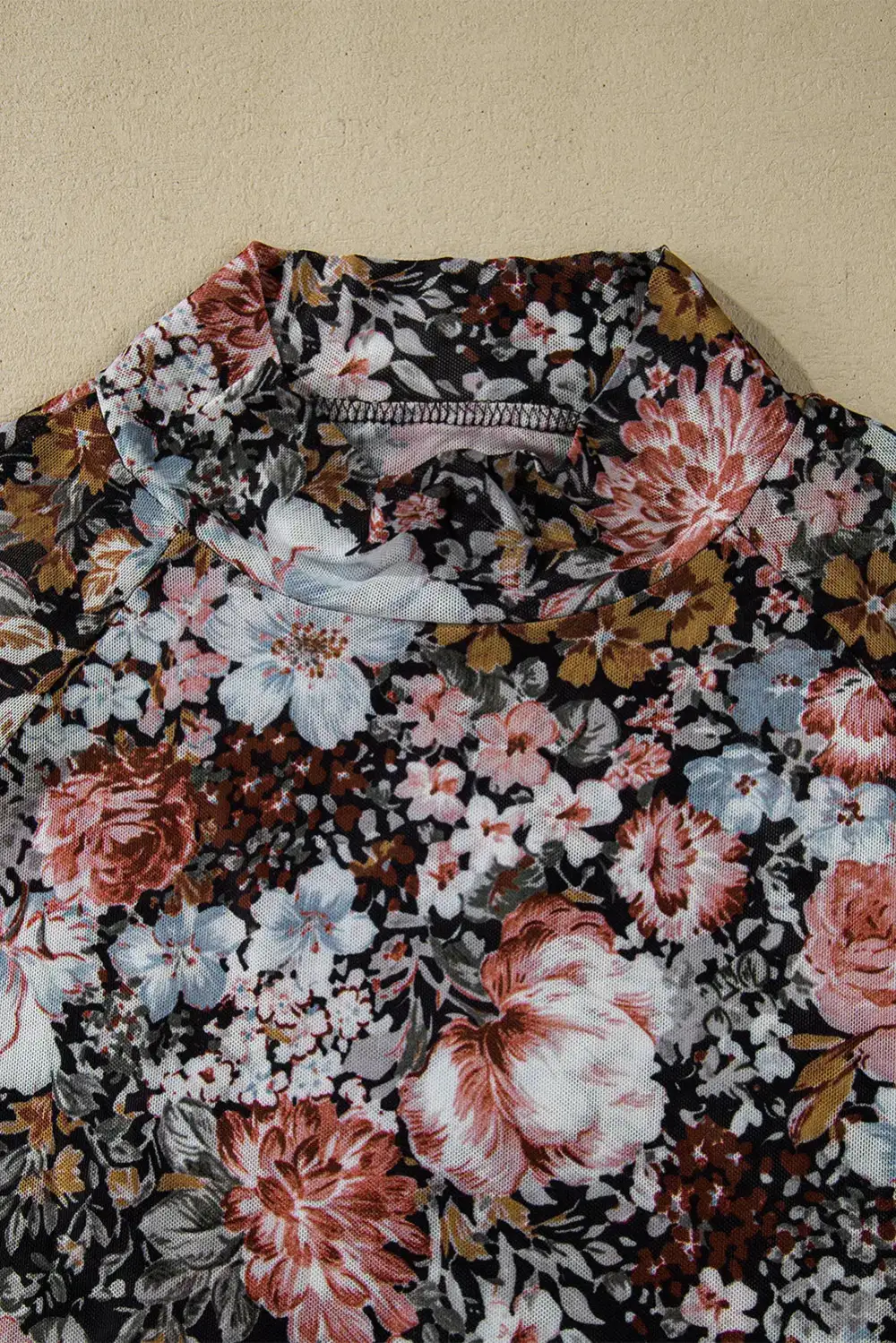 Floral Mesh Long Sleeve Blouse