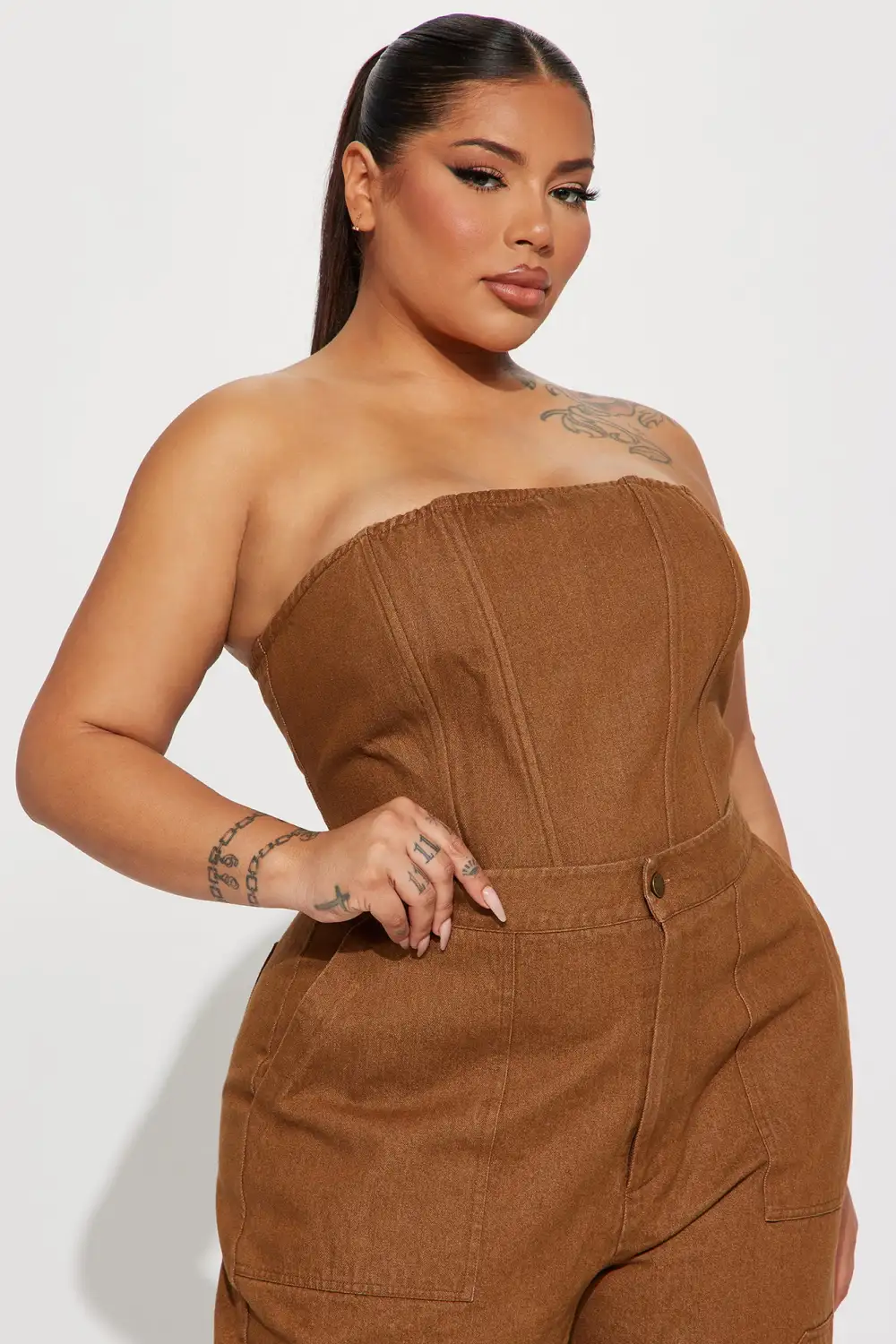 Danielle Denim Pant Set - Mocha