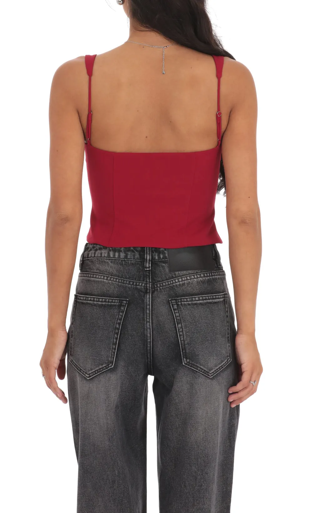 Front Tie Vest Top in Red