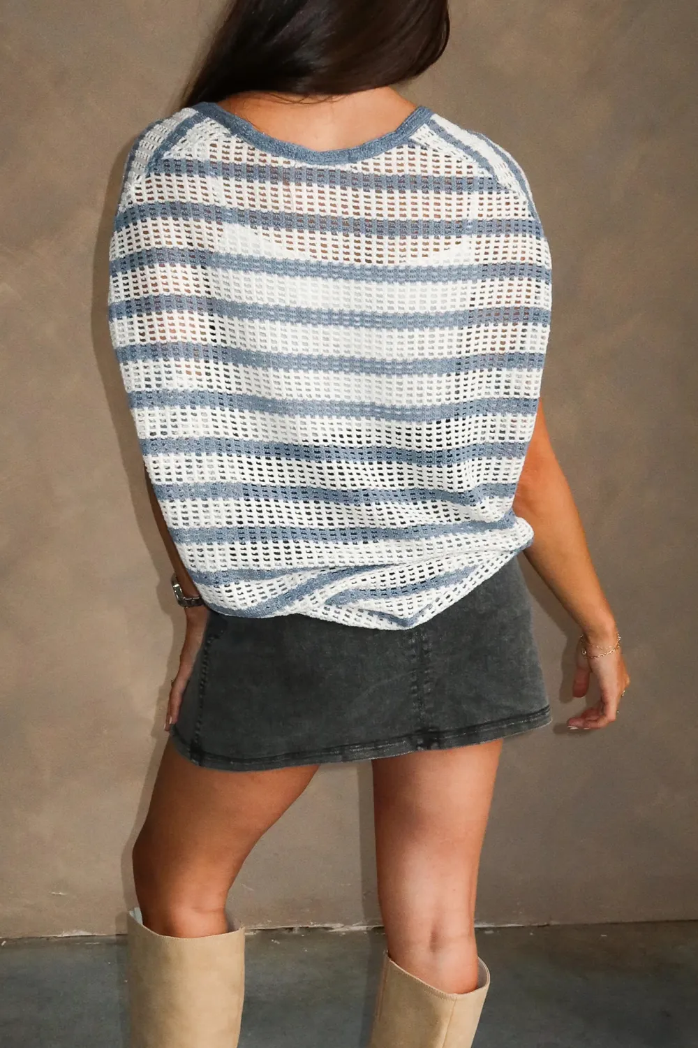 Hollow Striped Sweater Top