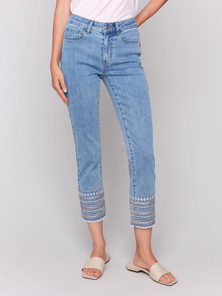 Straight-Leg Cotton Breathable Slim-Fit Jeans