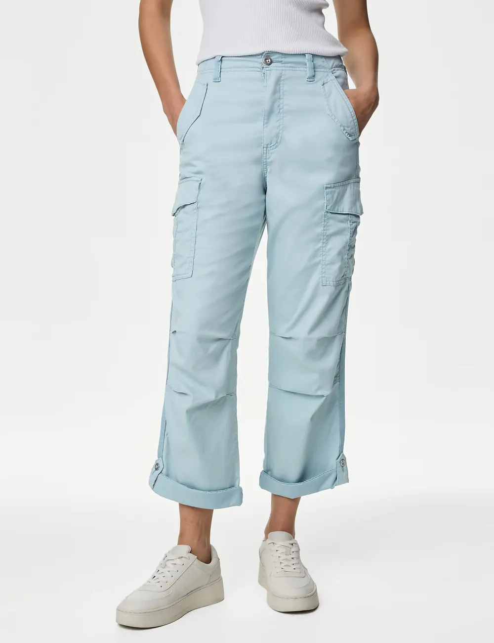 Rich Cargo Tea Dyed Cropped Trousers
