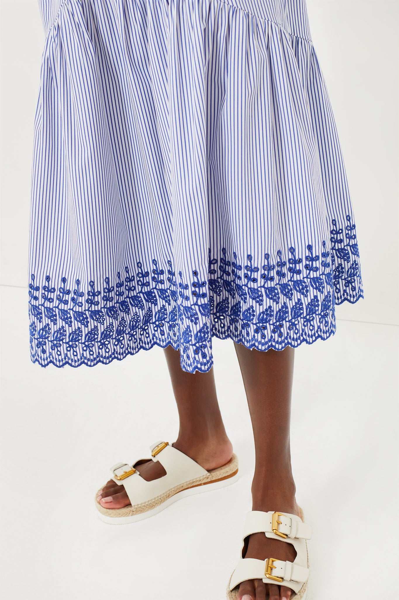 Blue Stripe Eyelet Cinzia Skirt