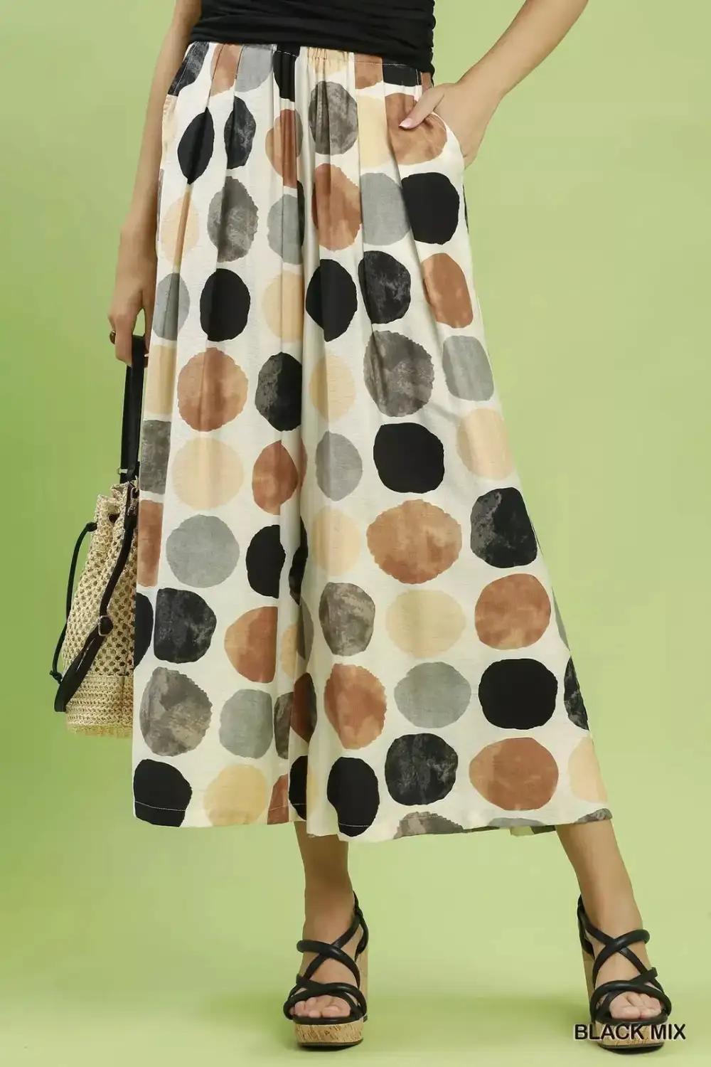 Easygoing Dot Print Wide Leg Pants