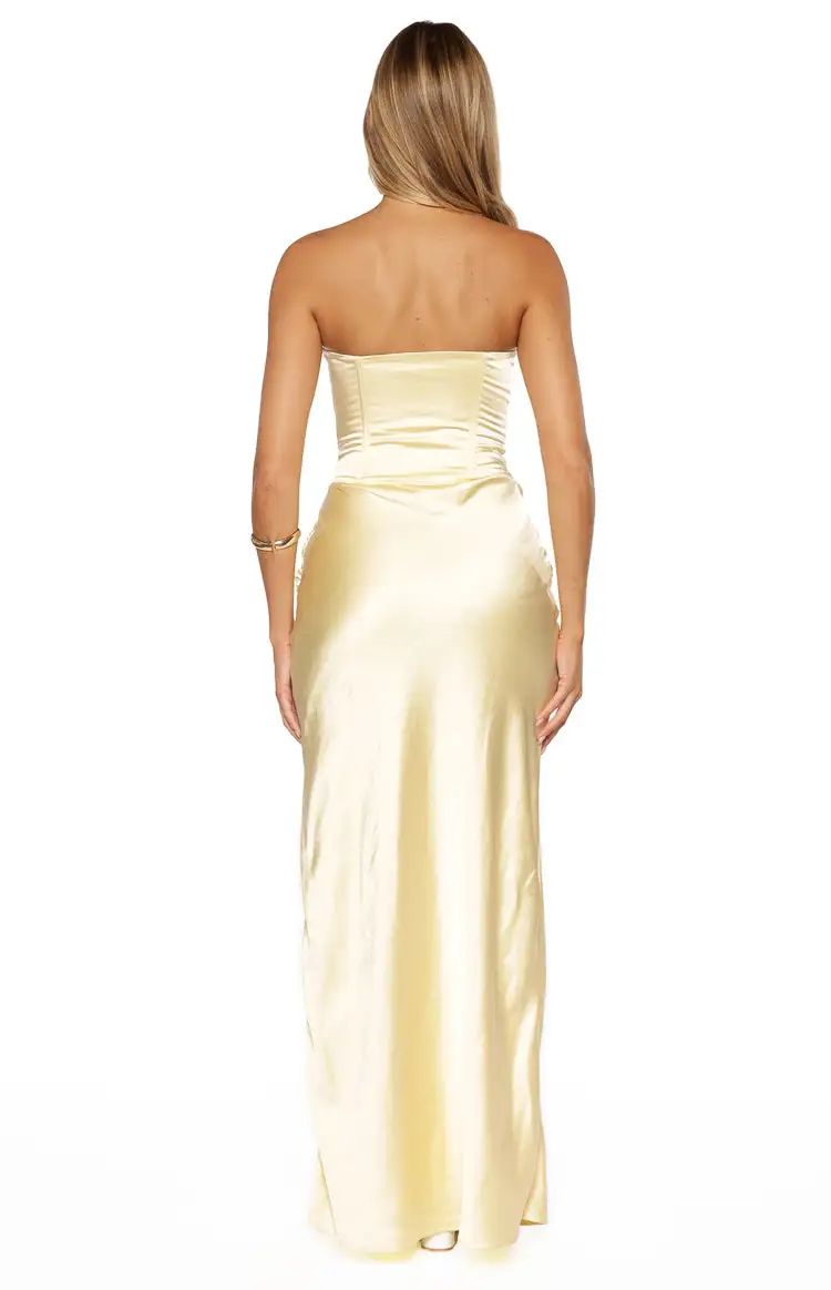 Satin Ruched Corset Maxi Dress
