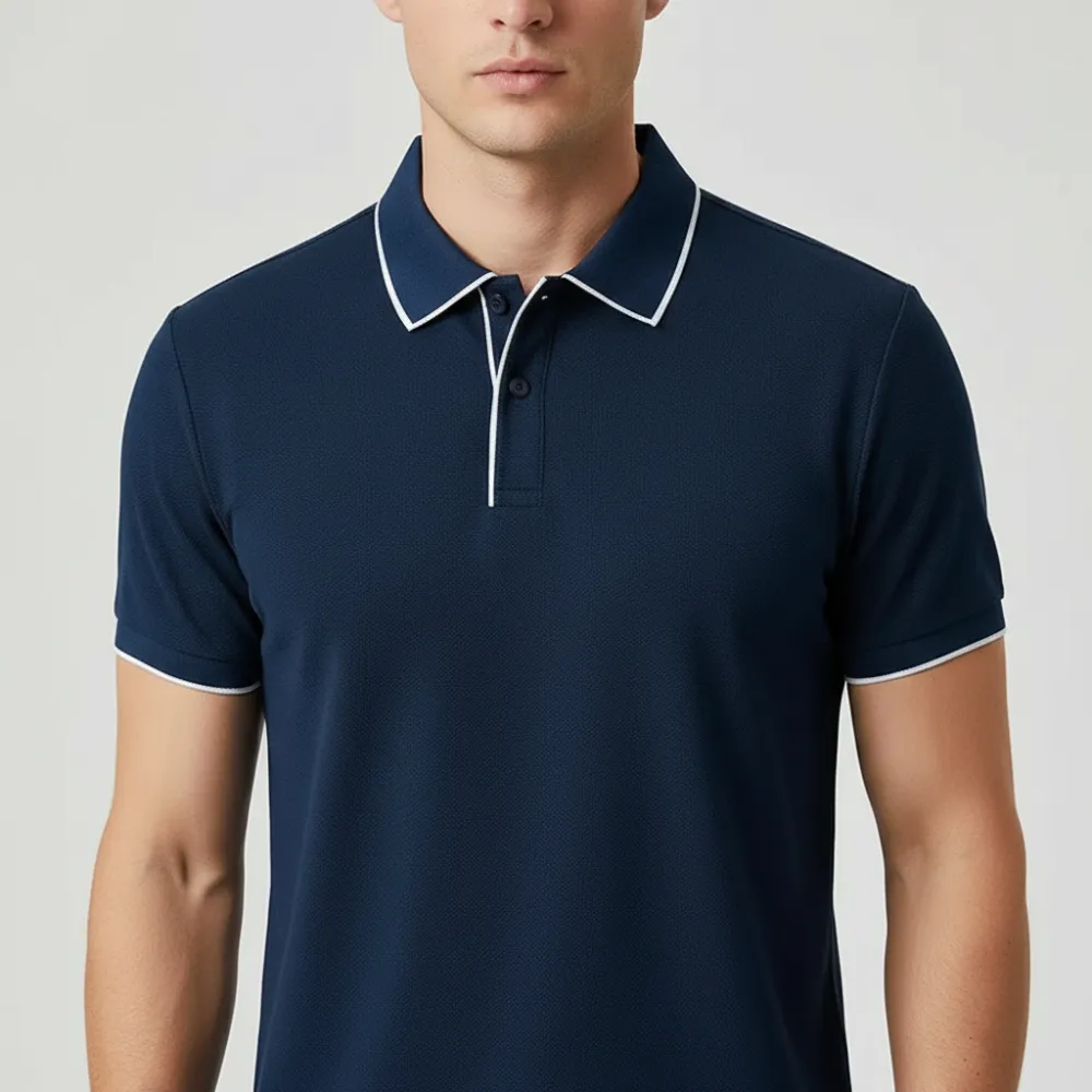 Textured Knit Collar Polo