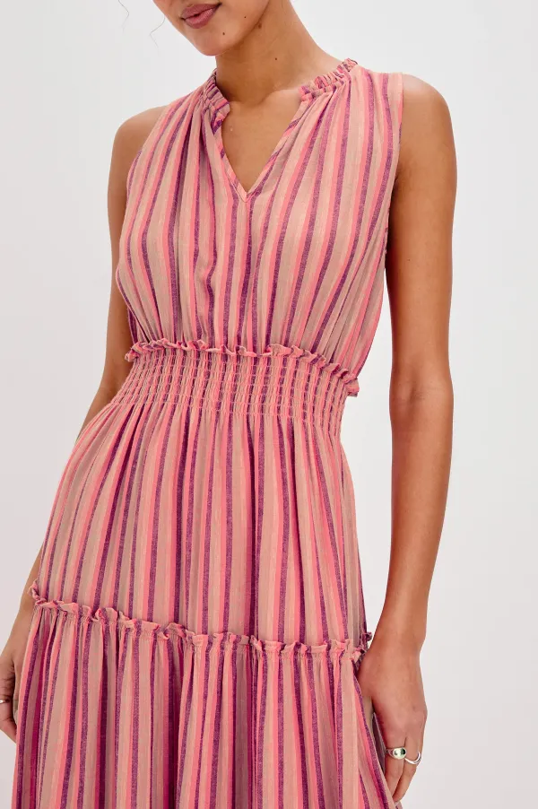 Cotton And Linen Blended Striped Dress