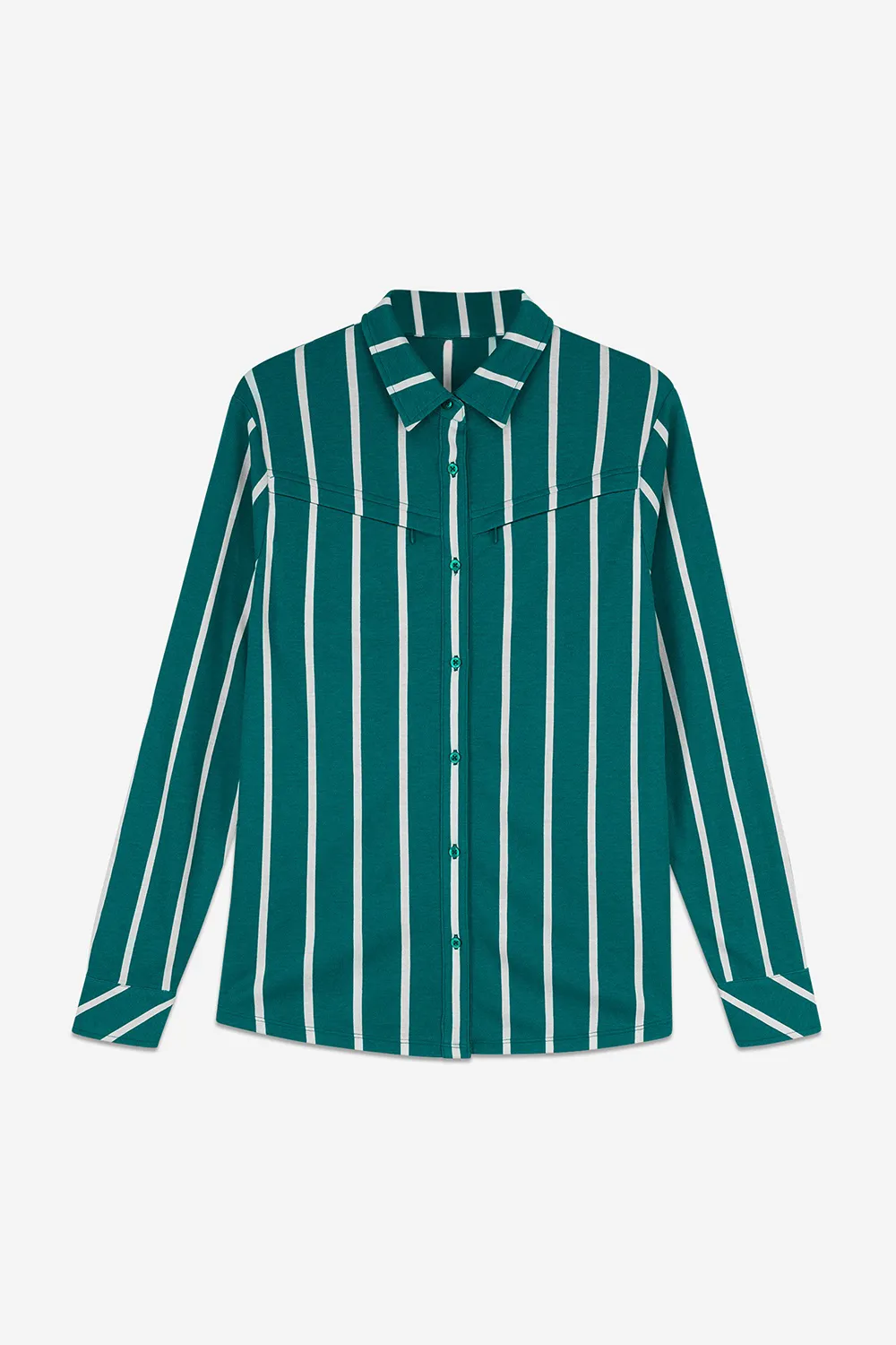 Zipper Chest Pocket Striped Fashion Ladies Shirt
