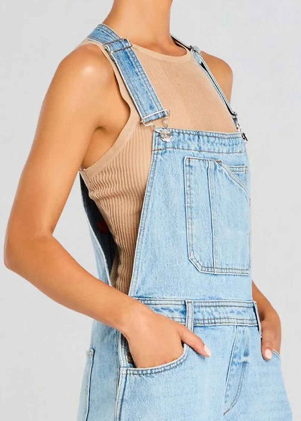 High Waist Pocket Overalls