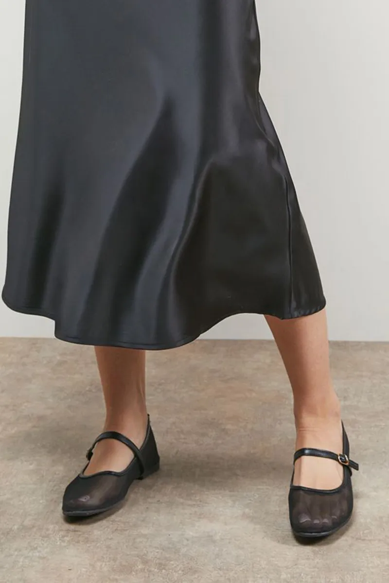 Casual Style Bias Cut Satin Skirt