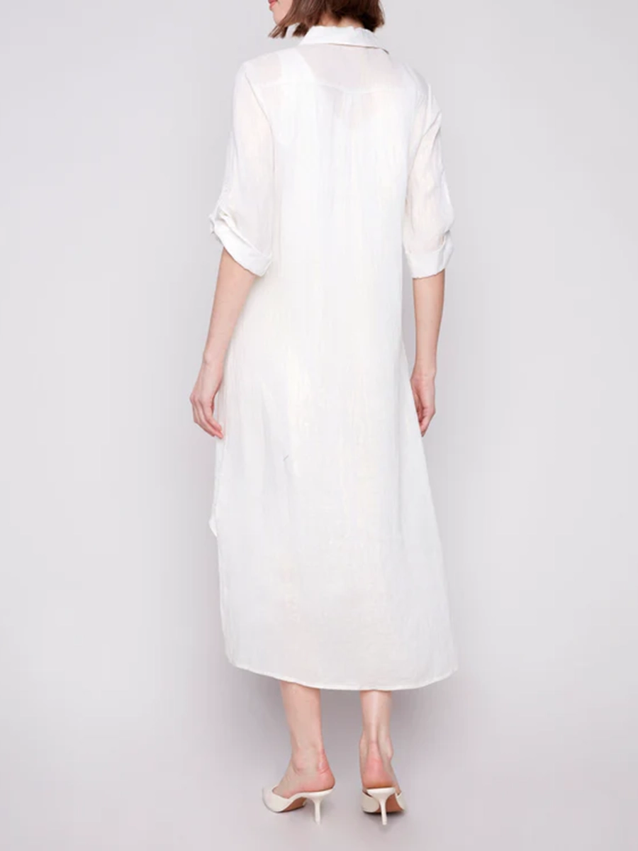 Elegant Solid Color Waist Dress For Women