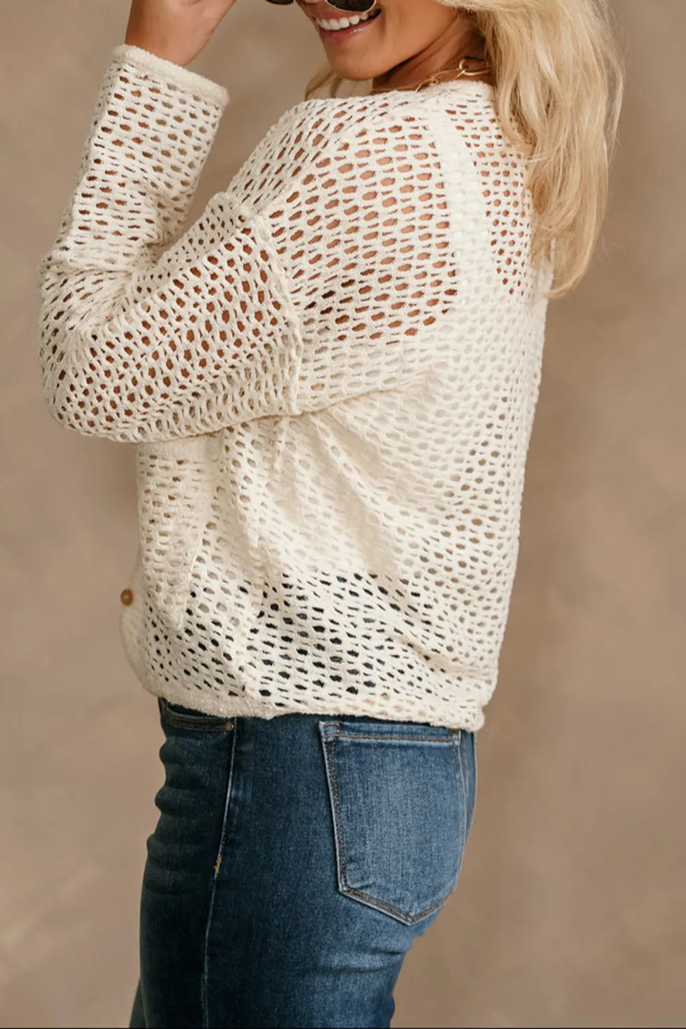 Hollow Long Sleeve Cardigan