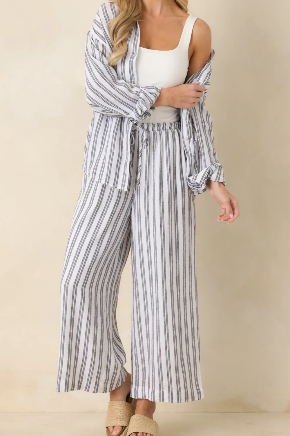 Classic Stripe Wide Leg Pants