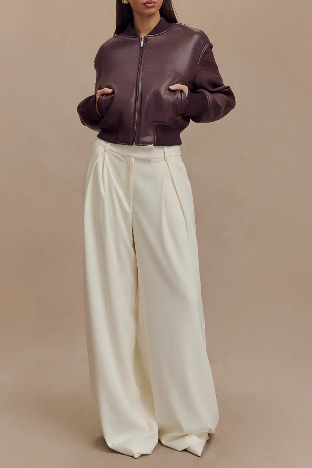 Faux Leather Bomber Jacket