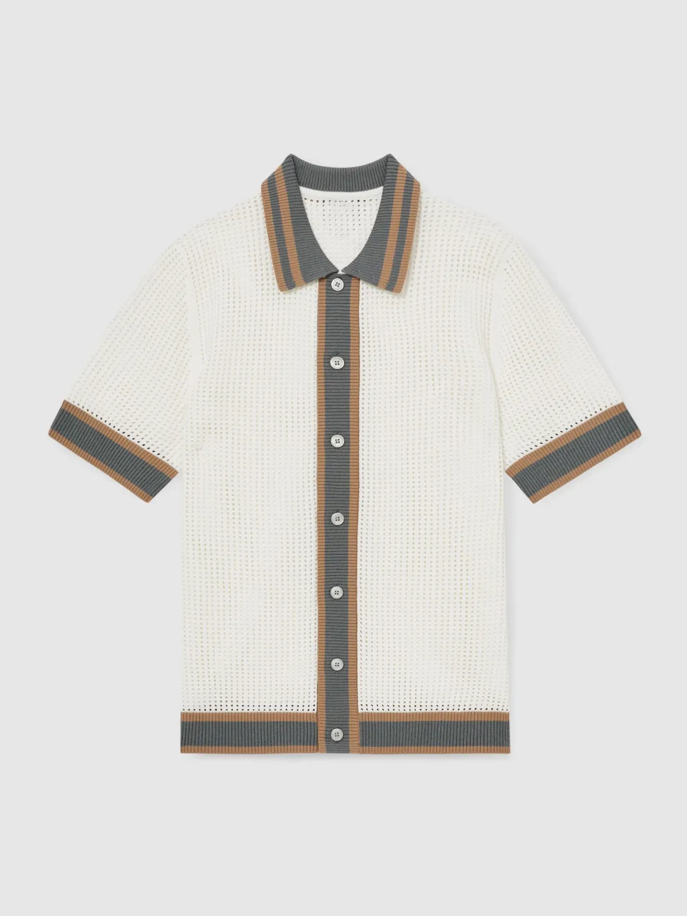 Vacation Breathable Crochet Fabric Men's Shirt