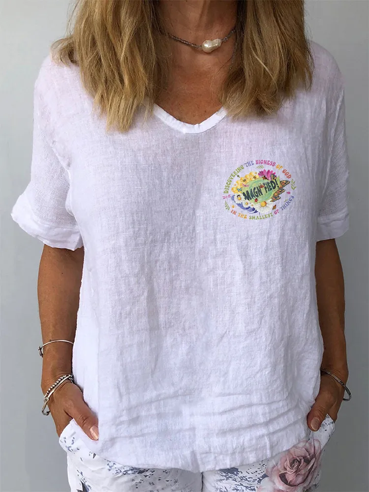 Women's Magn Fied V-Neck Short-Sleeve Shirt