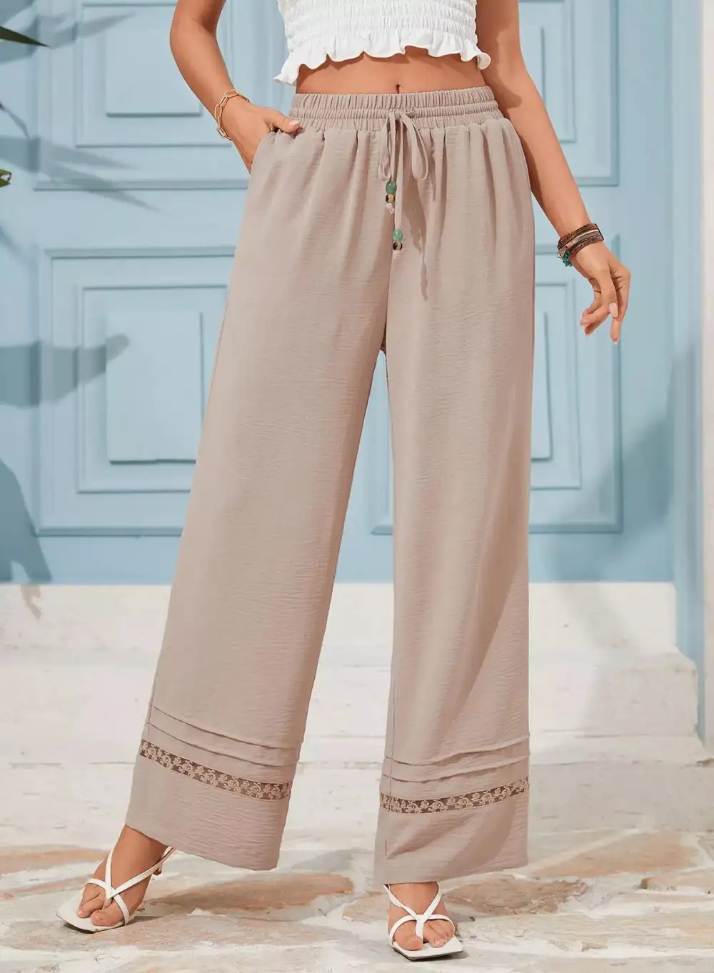 Casual Wide Leg Drawstring Pants