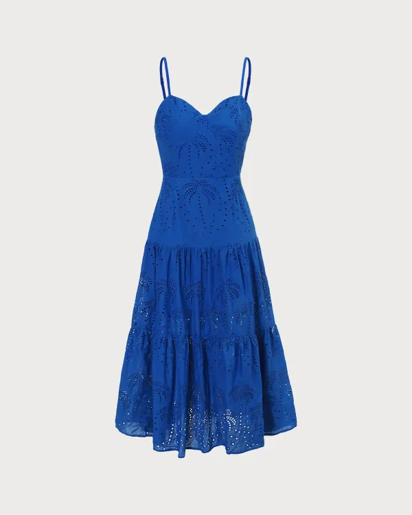 Embroidered Blue Maxi Dress
