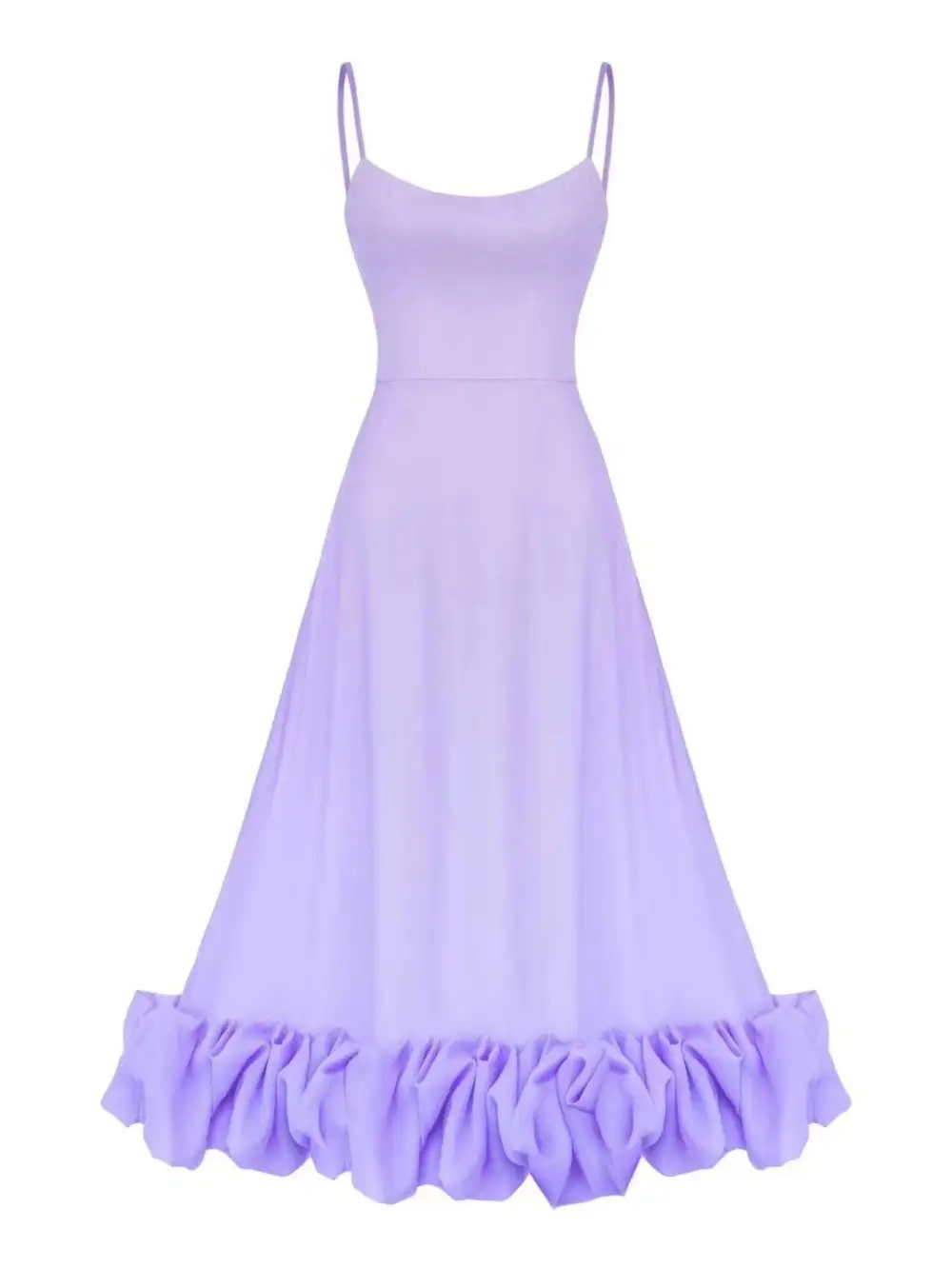 Scoop Neck Ruffle Midi Dress