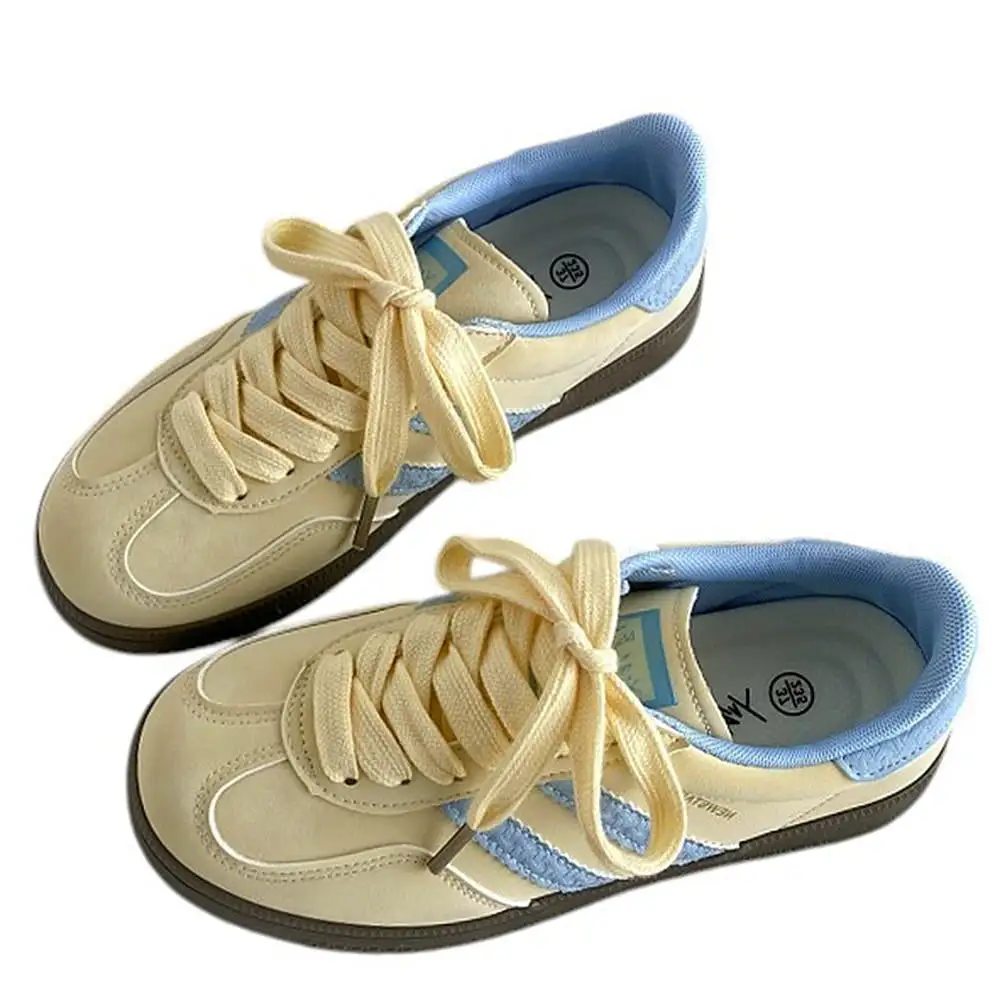 Pastel Yellow & Blue Stripe Sneakers