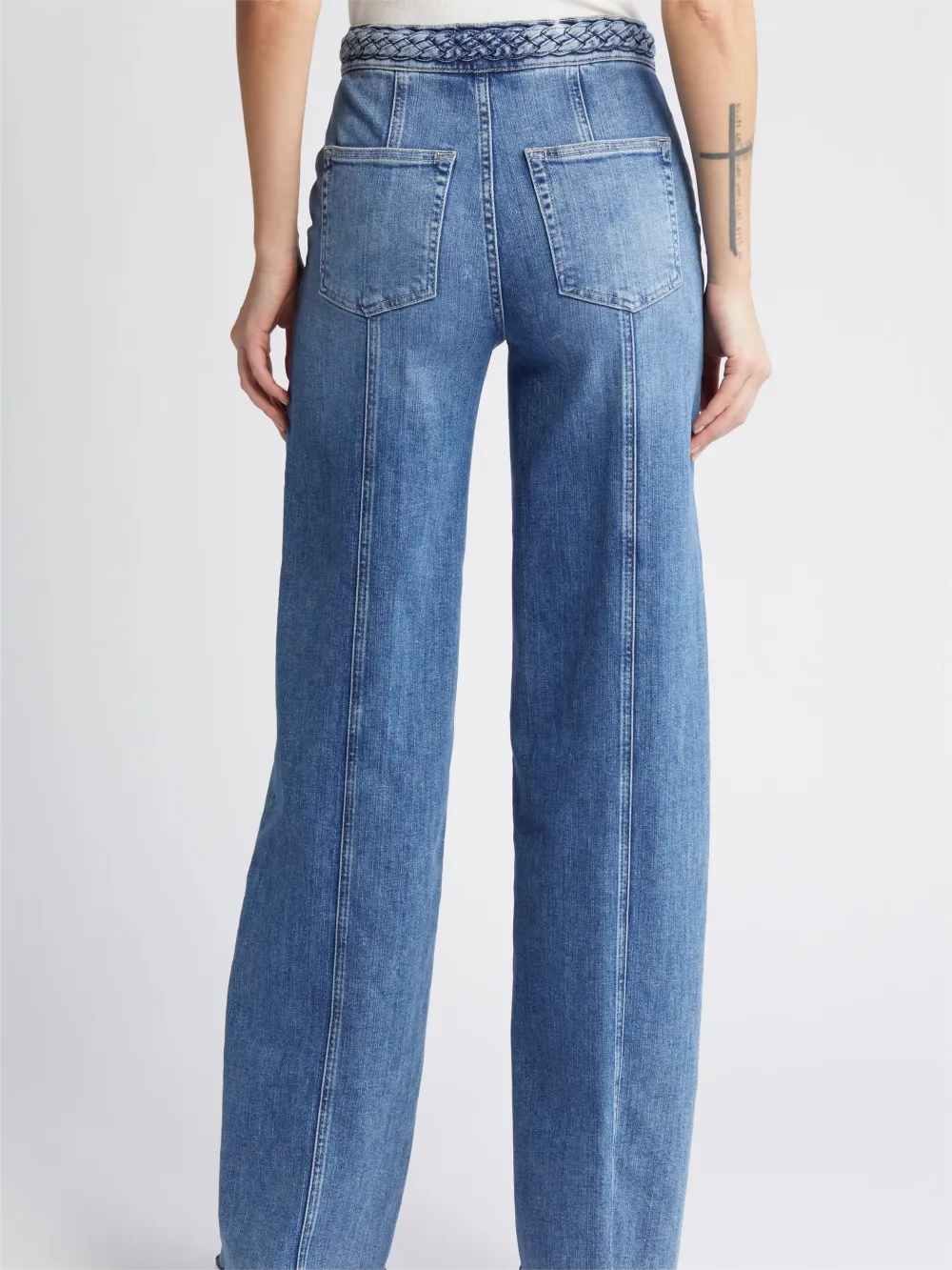 Wide Leg Patch Pocket Jeans