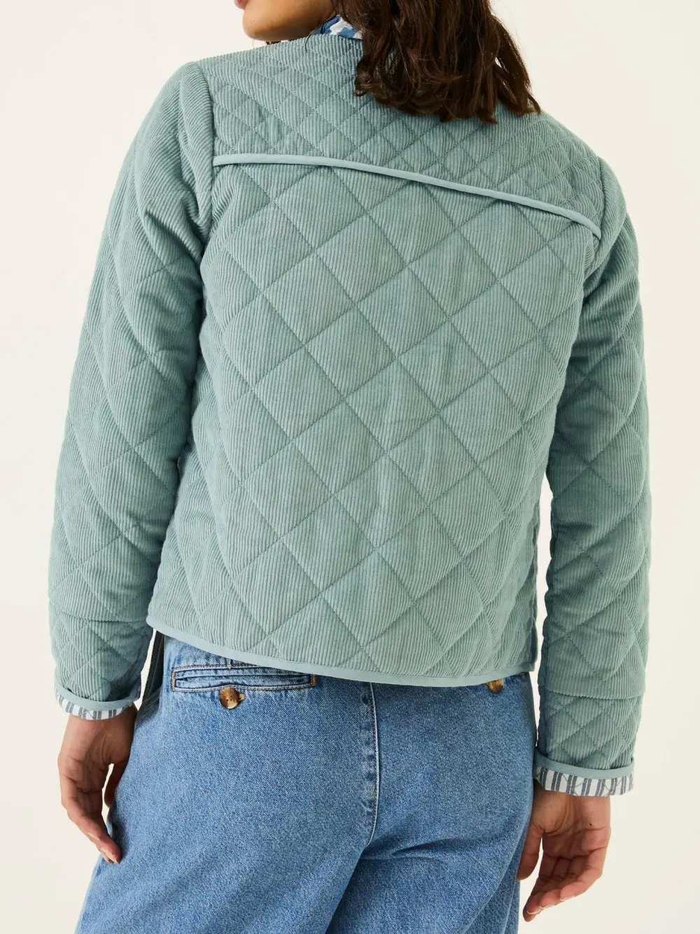 Light Blue Cord Quilted Jacket