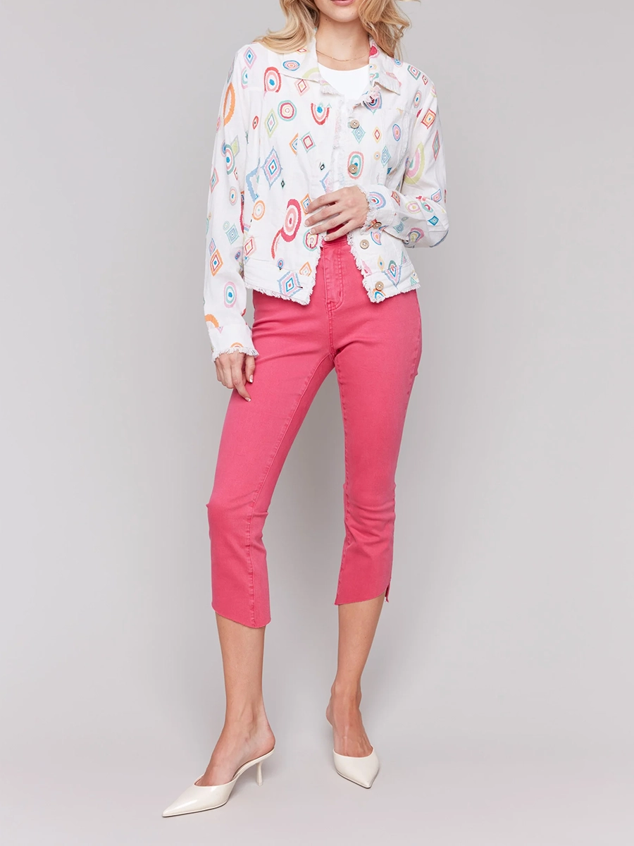 Women's Linen Jacket With Artistic Design