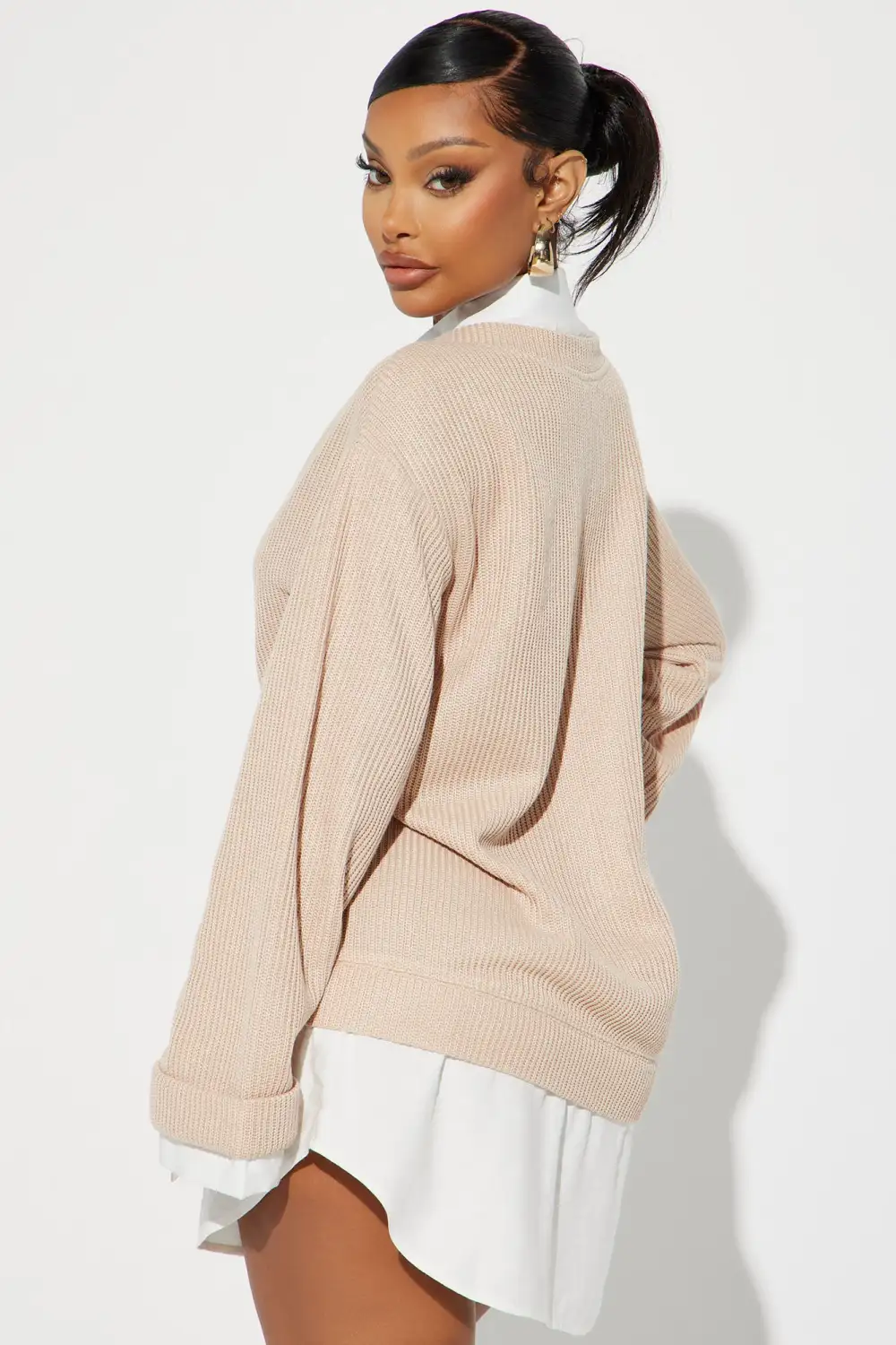 Gianna Sweater Mini Dress - Taupe