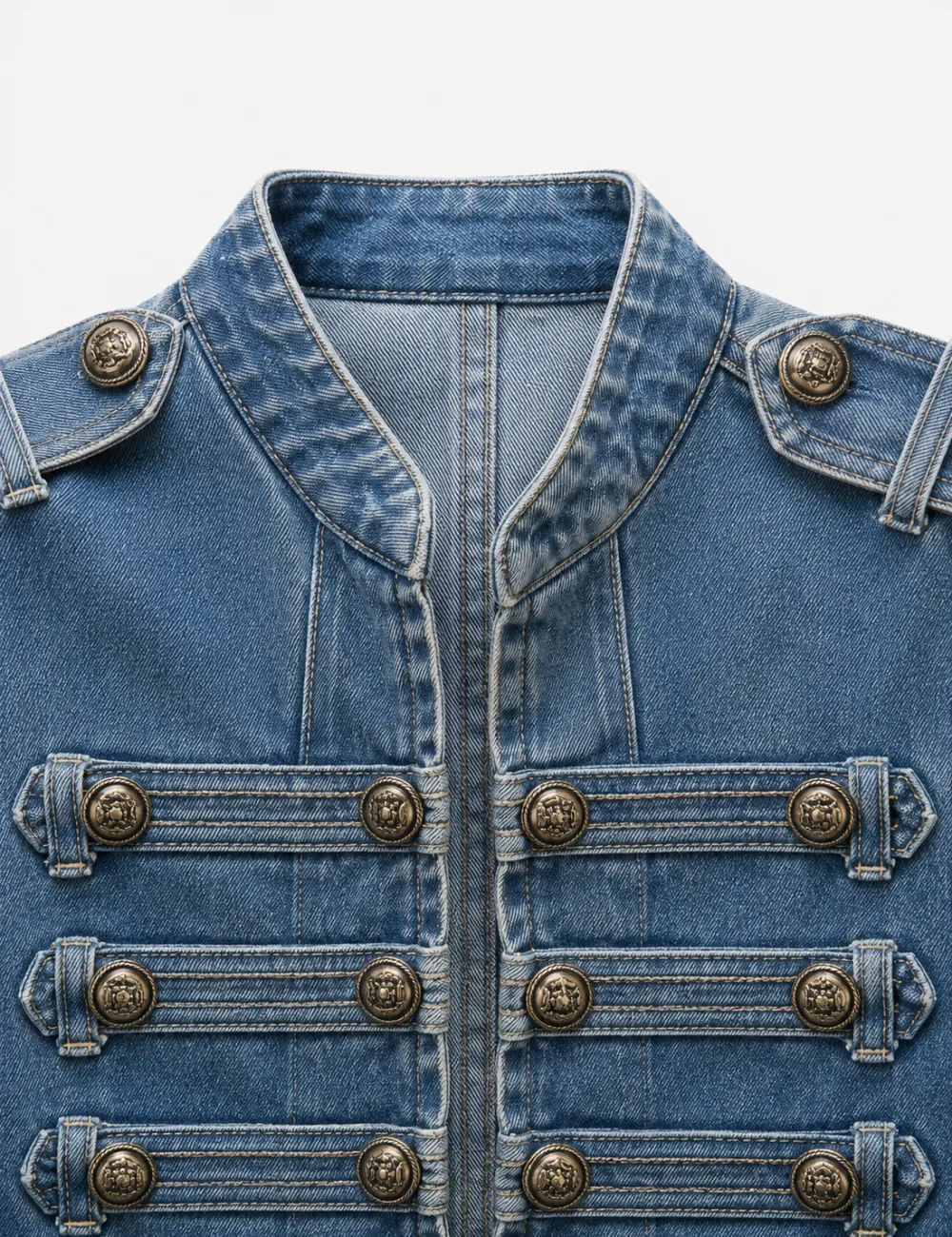 Casual Button Front Long Sleeve Denim Jacket
