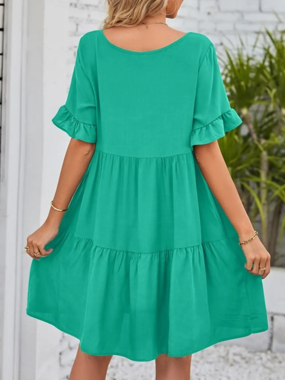 Relaxed Shape Ruffle Tiered Mini Dress