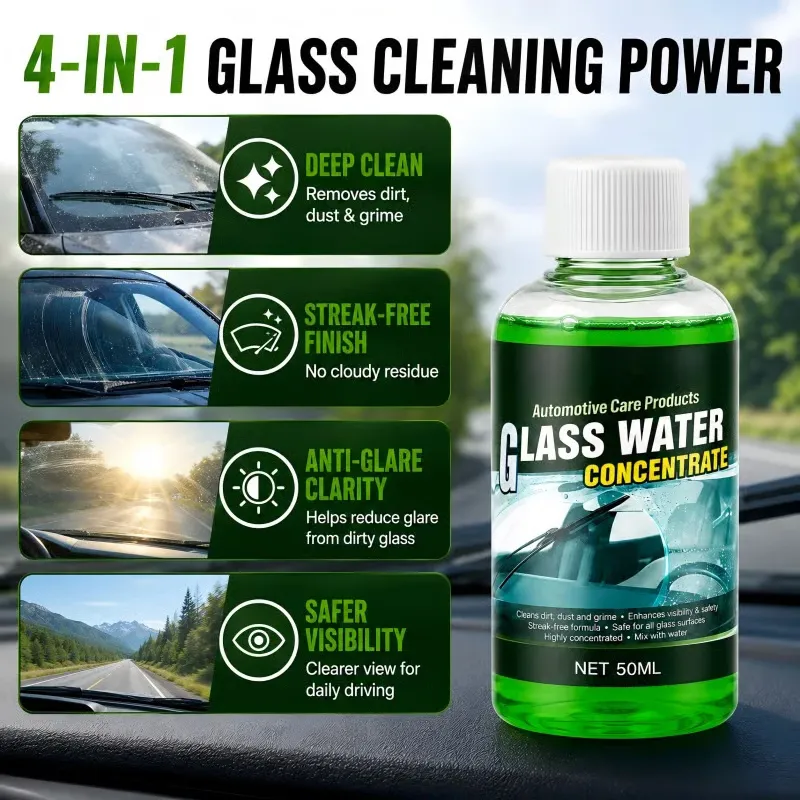 🥳2026 HOT SALE💧✨Glass Concentrate – 10ml makes 1L, cuts bugs & grime, streak-free.🚗💪