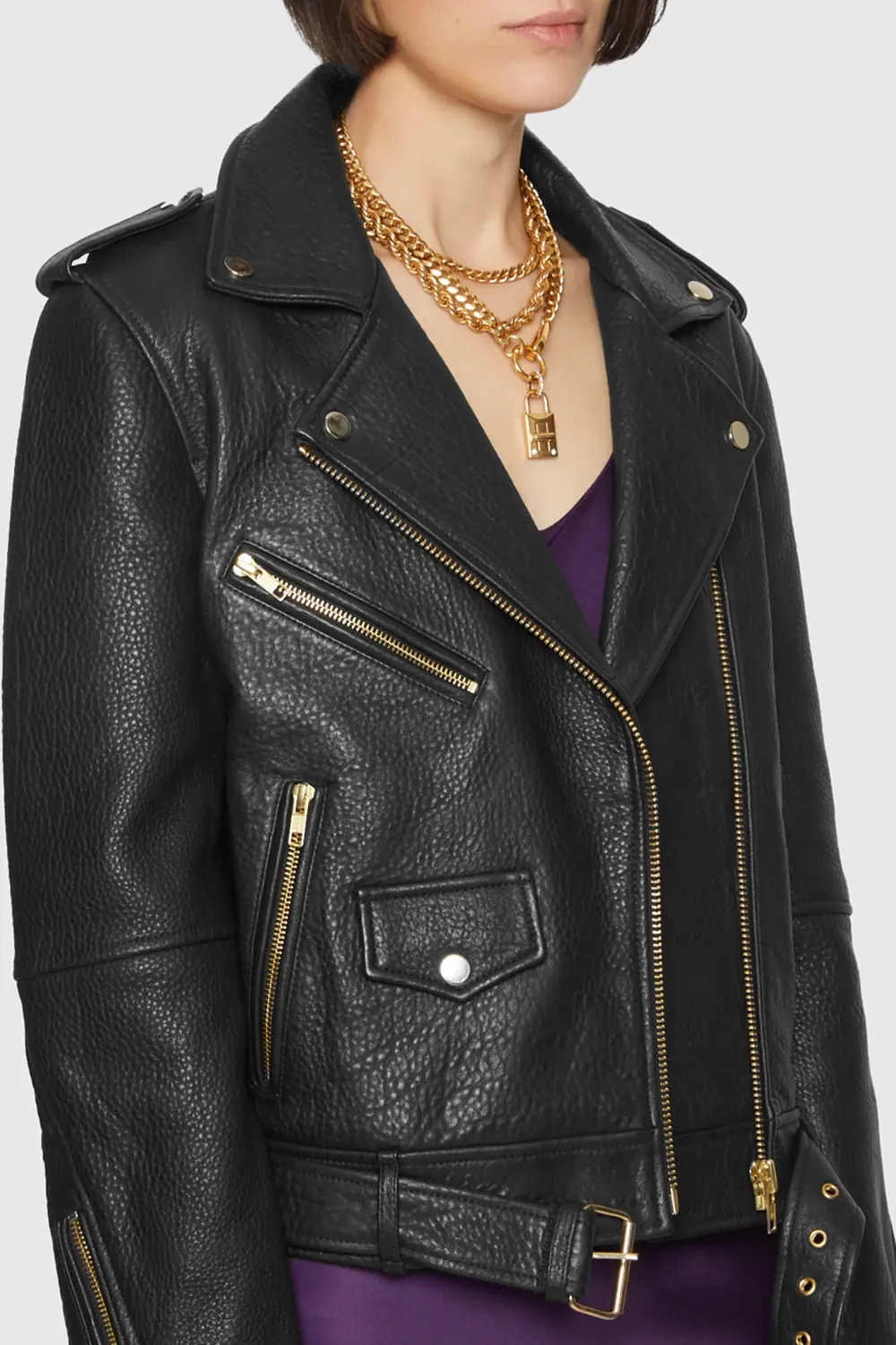 Women'S Stylish Suit Collar Leather Jacket