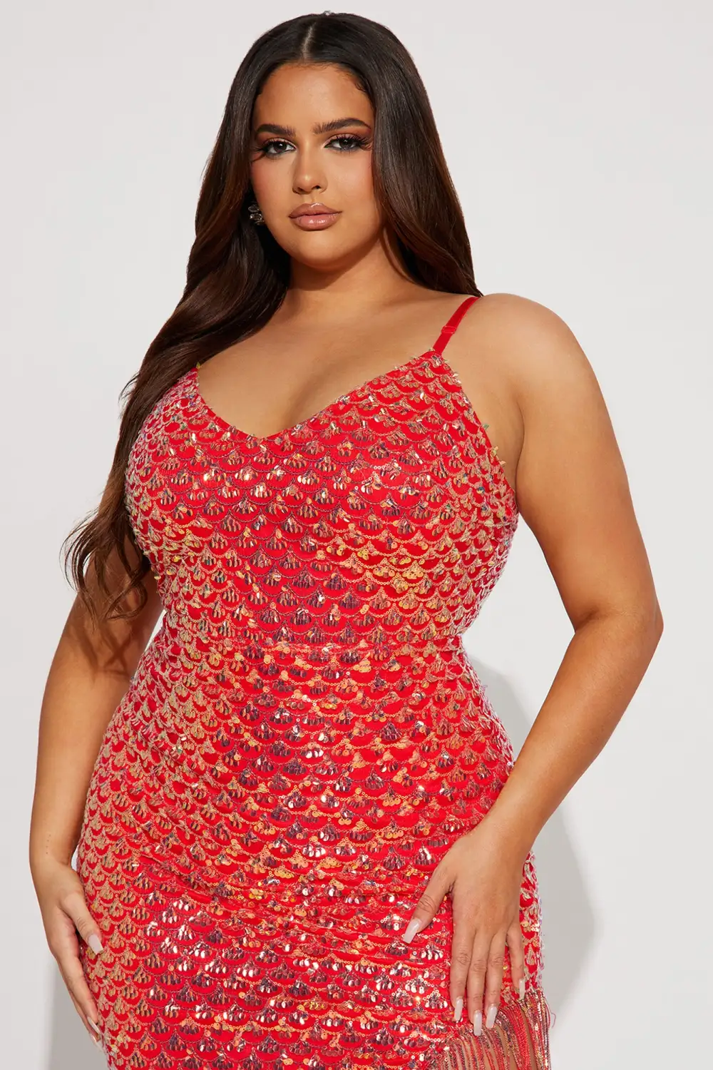Melanie Sequin Maxi Dress - Coral