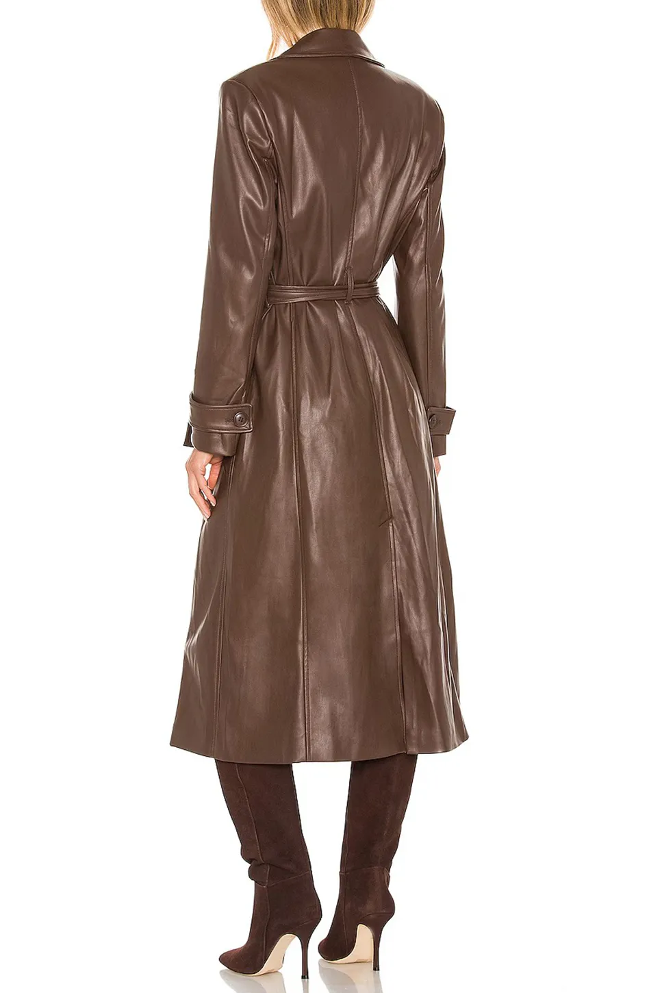 Faux Leather Trench Coat