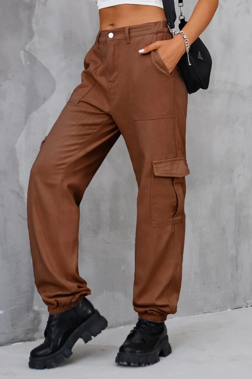 Buttoned High Waist Jeans With Pocket