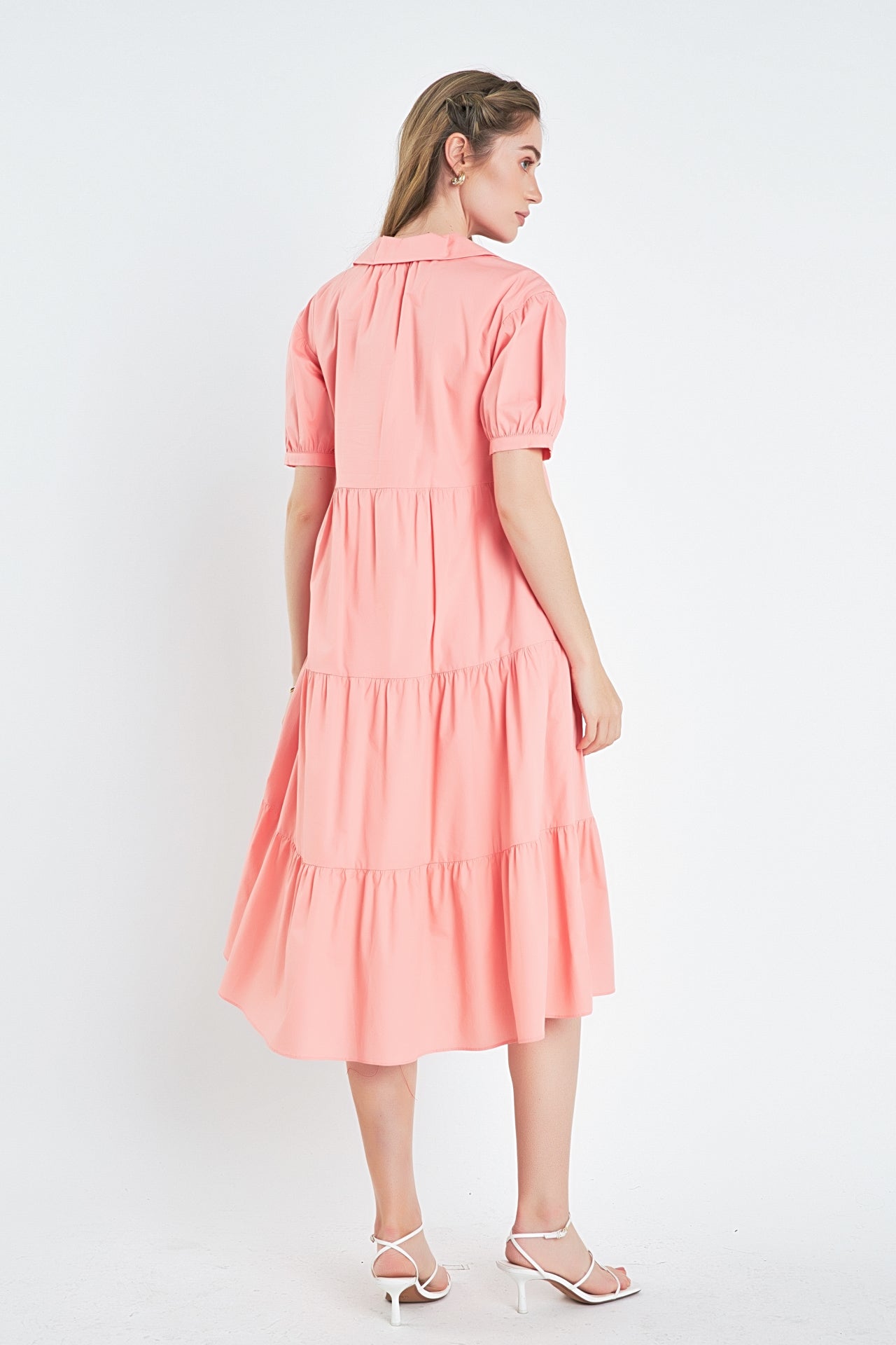 Short Puff Sleeve Midi Dress