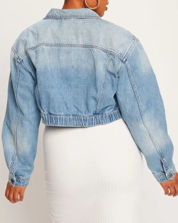 Crop Denim Utility Jacket